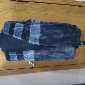 Dkny faux fur grey black striped vest soft warm